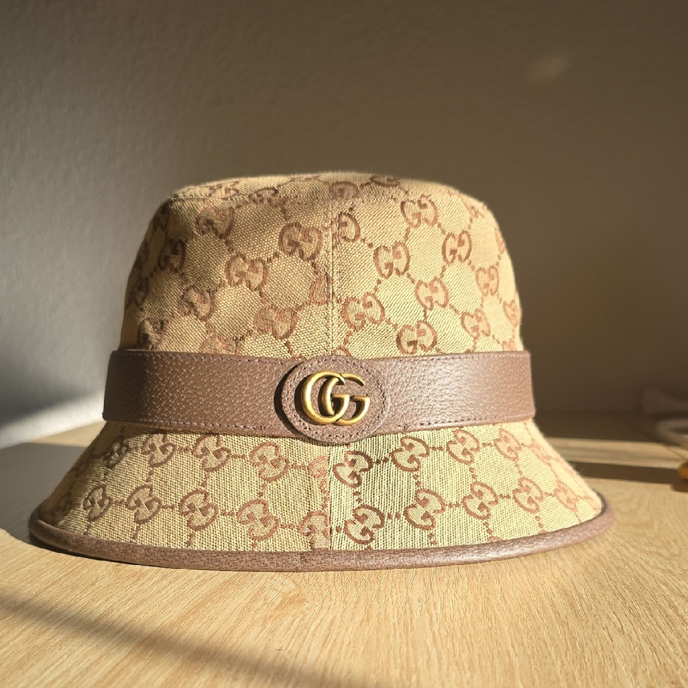 Gucci Beige Brown GG Canvas Bucket Hat XL